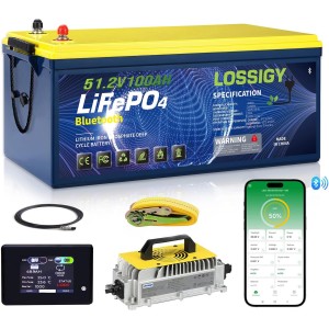 LOSSIGY 48V 15Ah Lithium Golf Cart Battery for EZGO TXT & RXV, Up to 30 Miles Range, Support Conversion Kit, Lighter and Faster Charging, for 2-6 Passenger Golf cart